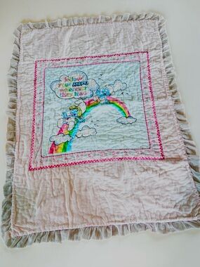 Vintage Smurfette Baby Blanket Rainbow Ruffle Nursery Bedding